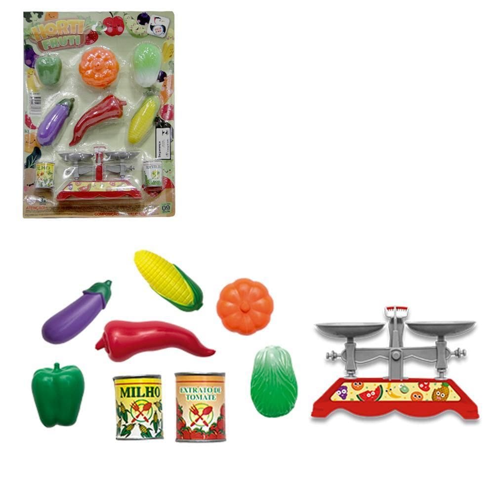 Kit Cozinha Infantil Legumes + Balanca E Acessorios 9 Pecas