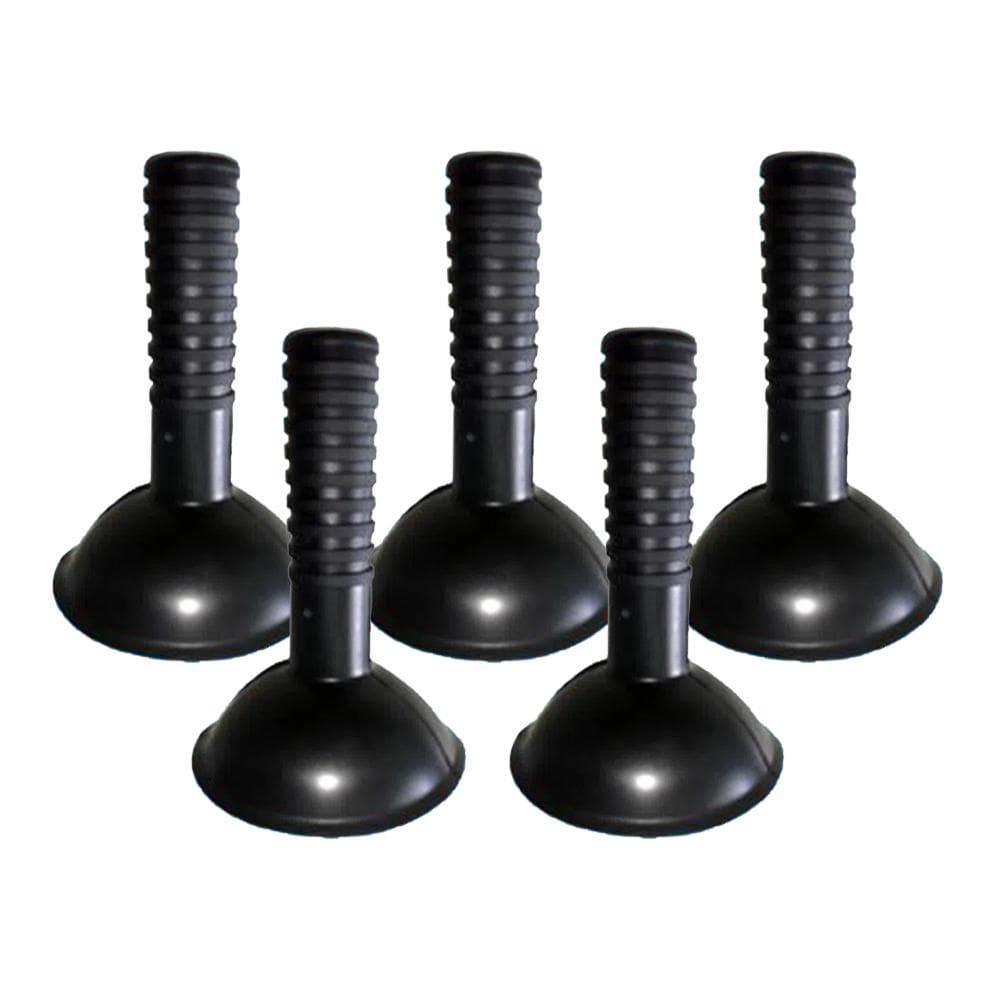 Desentupidor De Pia De Mão Pequeno Preto Em Borracha Kit 5