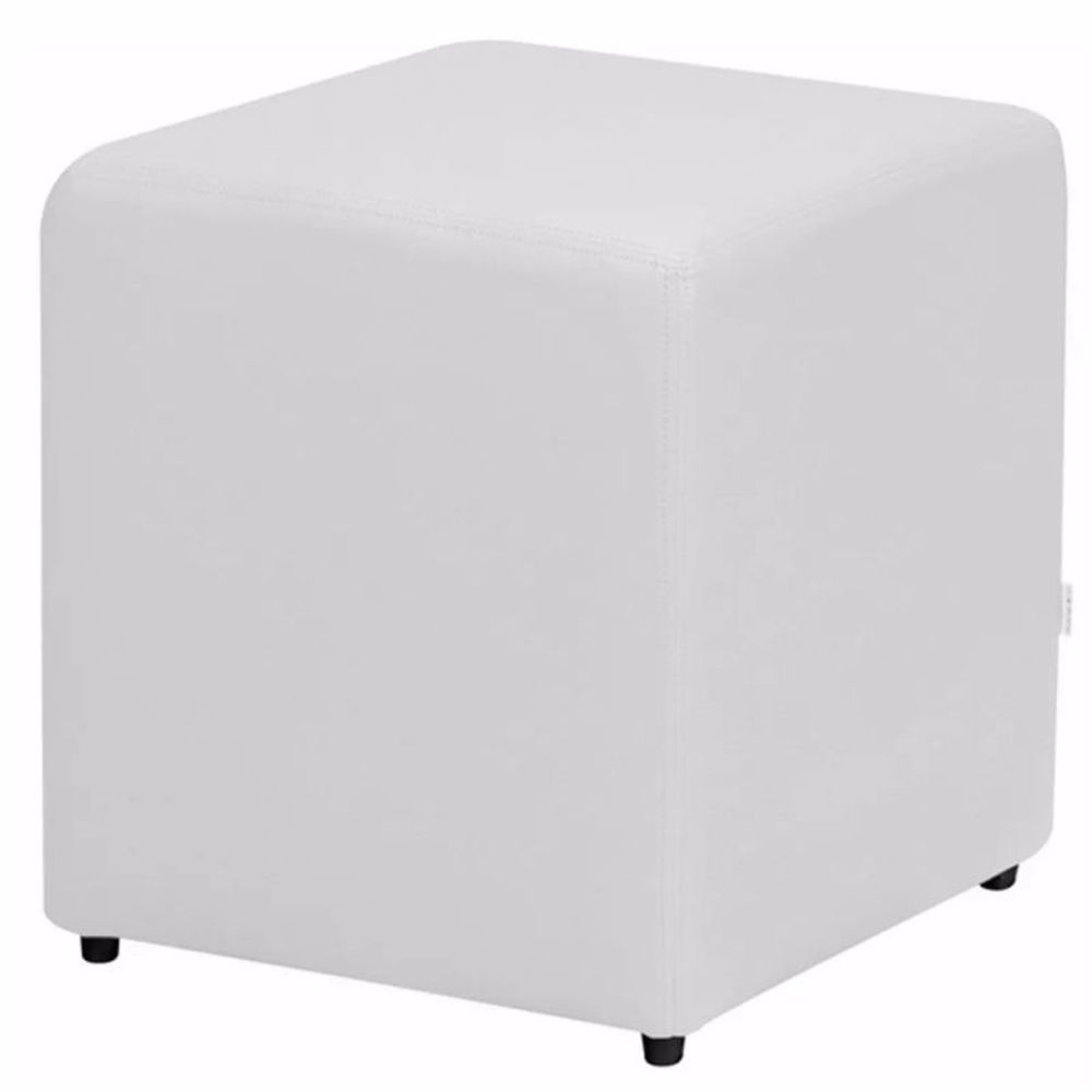 Puff Quadrado Corino Branco