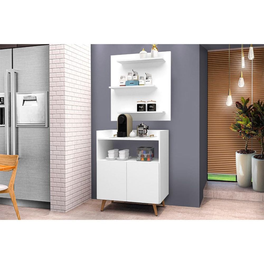 Conjunto Painel e Aparador Cantinho do Café Suiça Branco