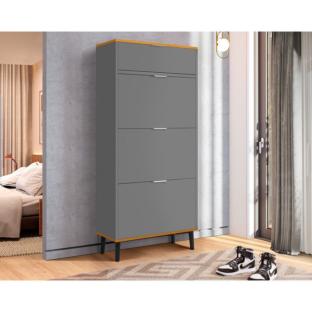 Sapateira Armário Multiuso Itália Ferrara Cinza/nature