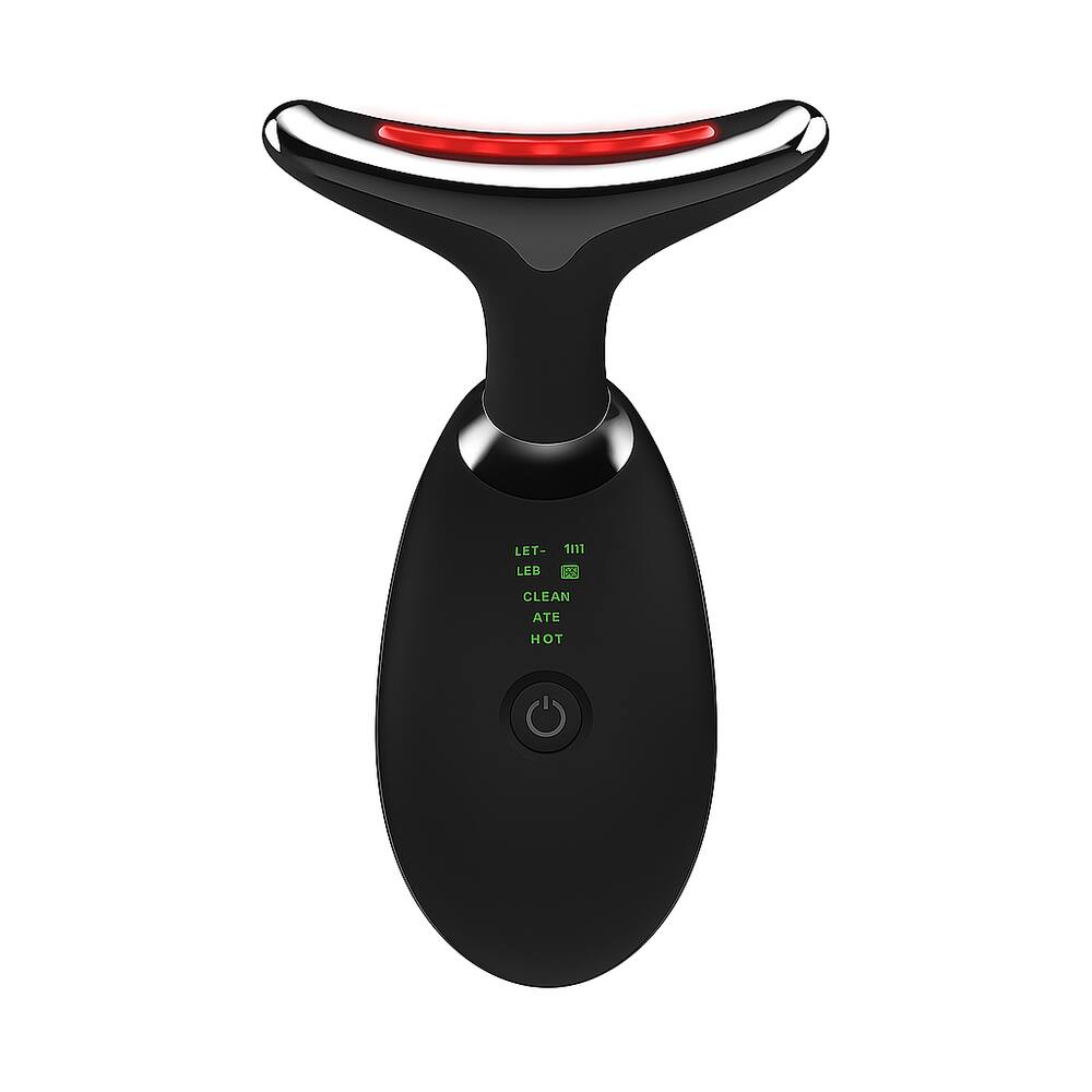 Aparelho Tratamento Facial Led Terapia 3 Cores Lift Fototerapia Massageador Rosto Estética Preto