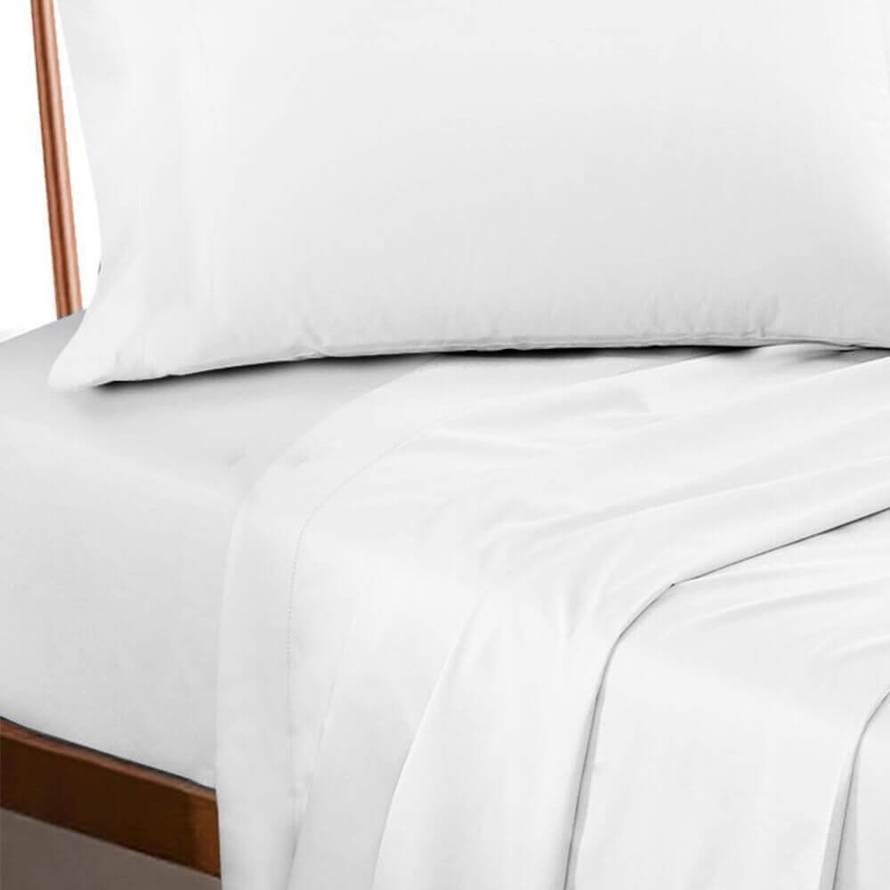 Lençol De Queen Sem Elástico 200 Fios Profissional Branco