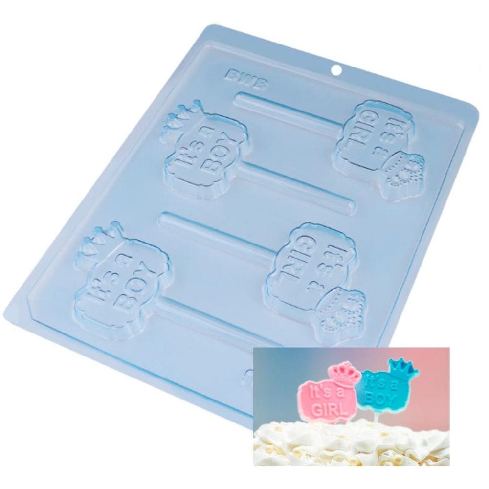 10Un Formas Pirulito It`S A Boy It`S A Girl Bwb Chocolate