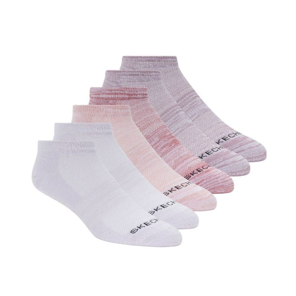 Meia 6 Pares Feminina Non Terry Polytam Rosa Skechers
