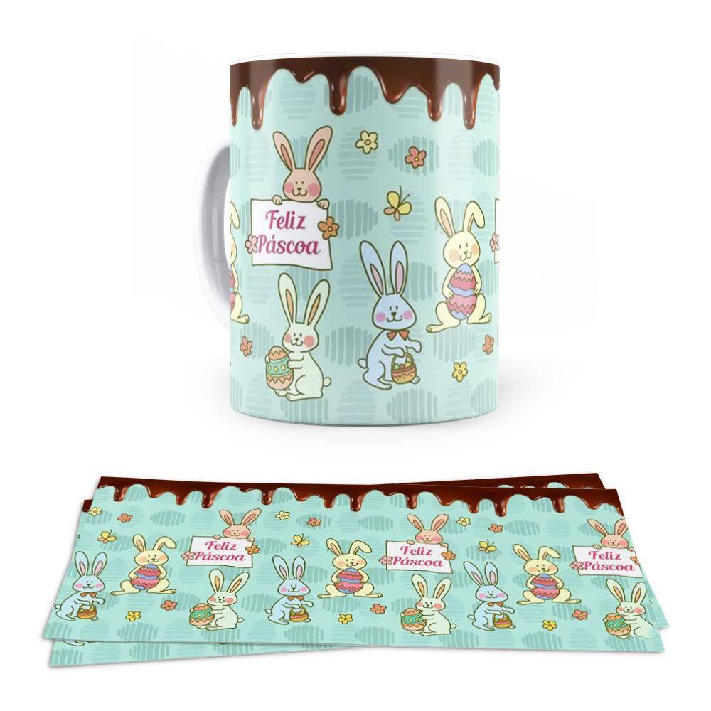 Caneca Ceramica Feliz Pascoa Chocolate