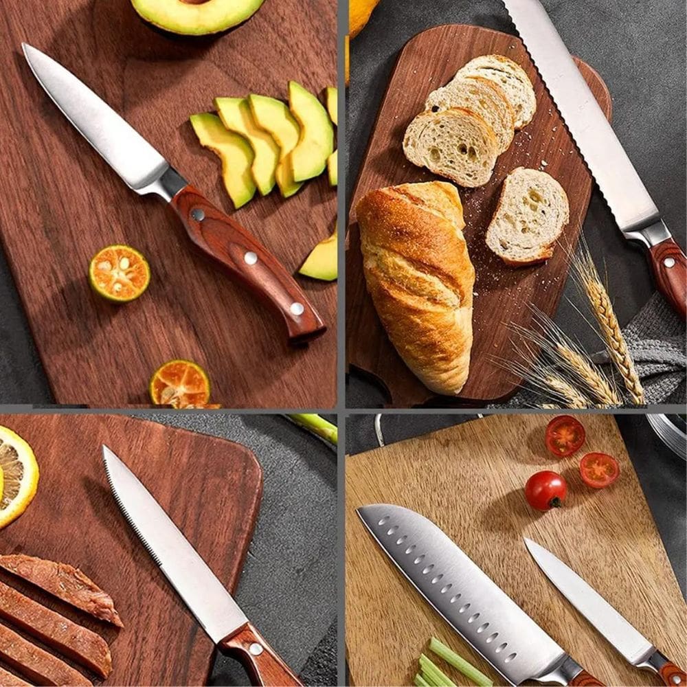 Kit Facas Cozinha E Churrasco Conjunto Completo 10 Itens
