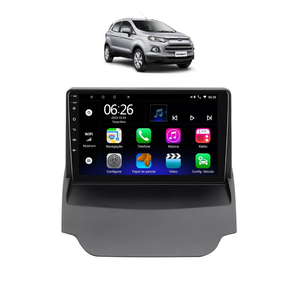 Kit Multimídia Ecosport 2013 / 2017 9 Pol Android Carplay Gps 2/32GB - 915BR ROADSTAR