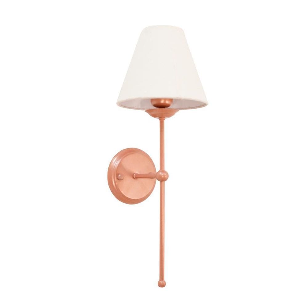 Arandela Luminária De Parede Cúpula Tecido Algodão Sala Rose