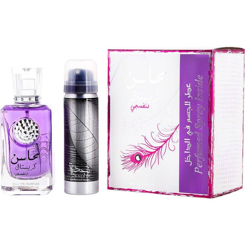 Perfume Feminino Lattafa Mahasin Crystal Violet EDP Spray 100 Ml&Desodorante 50