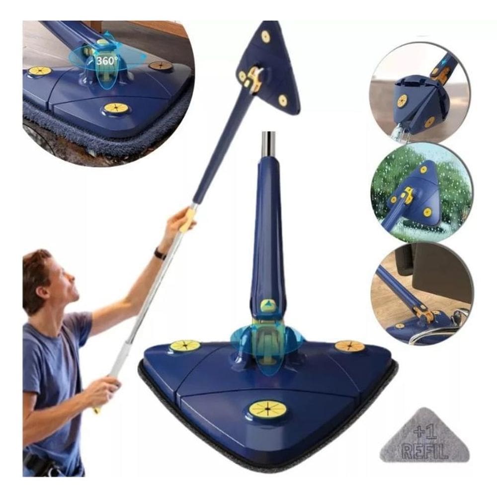 Esfregão Triangular Mop 2 Refis 130 Comprimento Rodo
