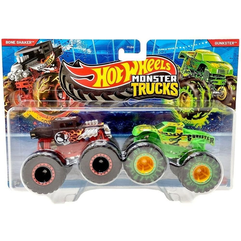 Hot Wheels Monster Trucks Bone Shaker e Gunkster - Mattel