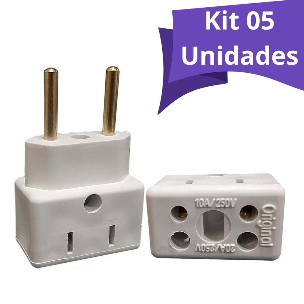 Kit 05Un Adaptador Tomada 10 E 20 Amperes Bi Volt