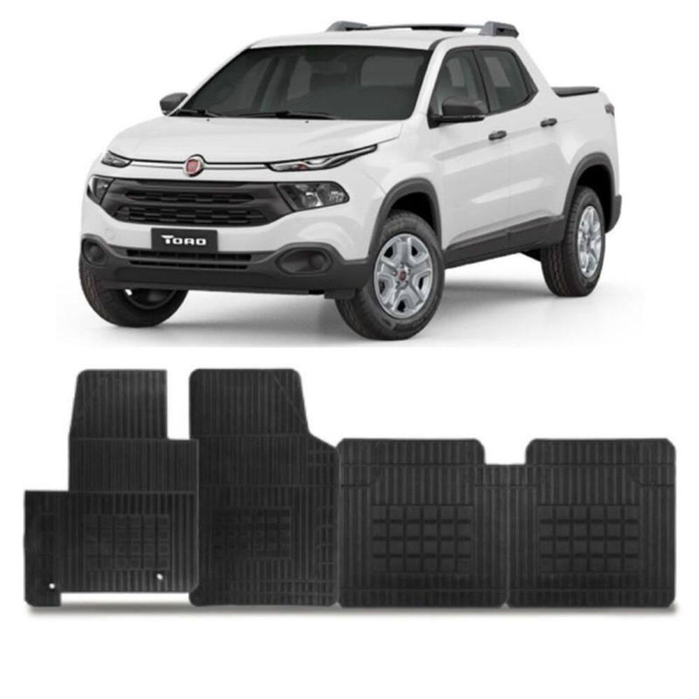 Tapete Borracha Fiat Toro 2016 Em Diante Preto 4 Peças