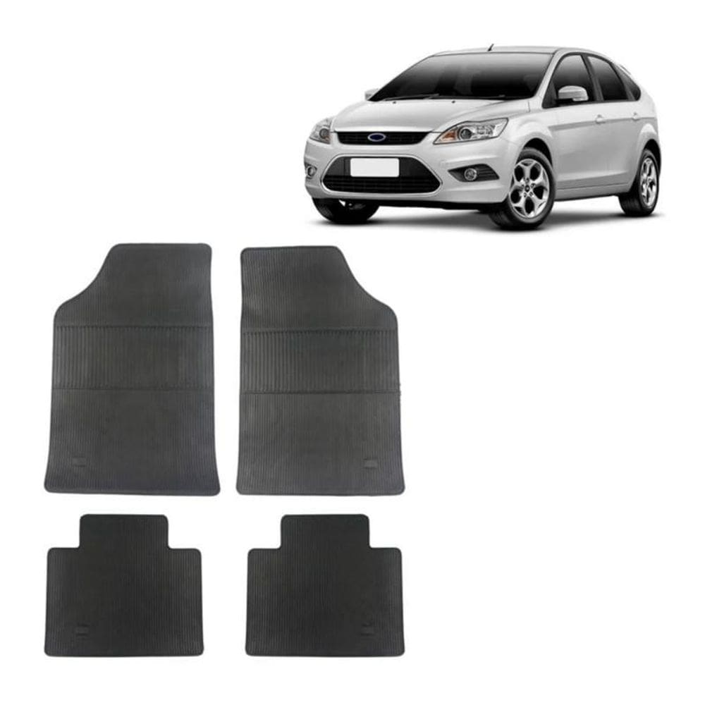 Tapete Borracha Ford Focus 2001 Até 2016 Preto 4 Peças