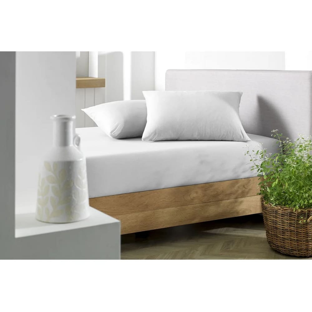 Lençol De Malha 100% Algodão Com Elástico Queen Soft - Branco
