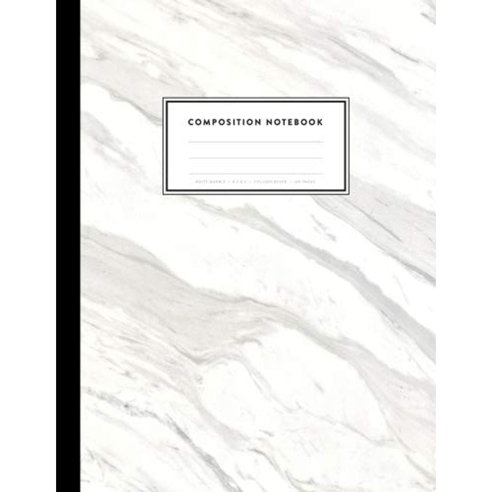 Caderno de composição Genérica White Marble College Ruled