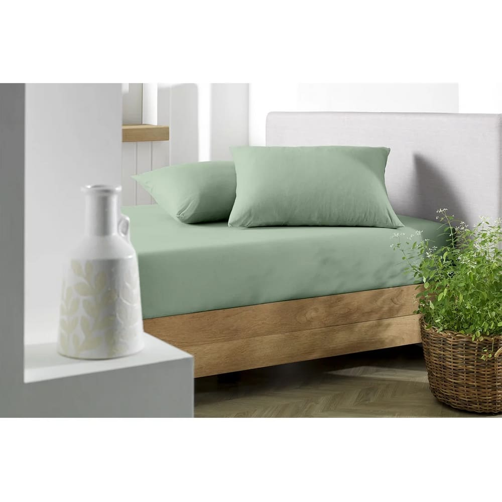 Lençol De Malha 100% Algodão Com Elástico Casal Soft - Verde Hortelã