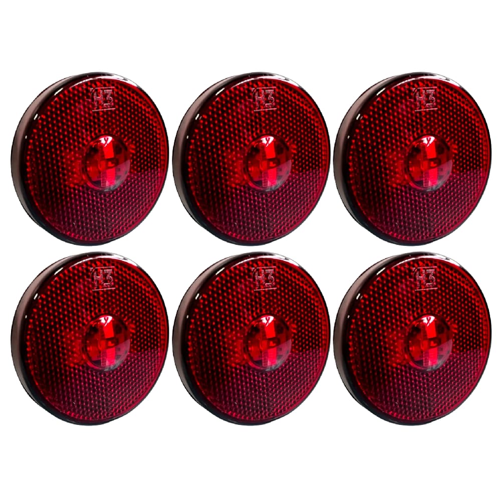 6 Lanterna Lateral Carreta Led 65mm Randon Caminhão Vermelha