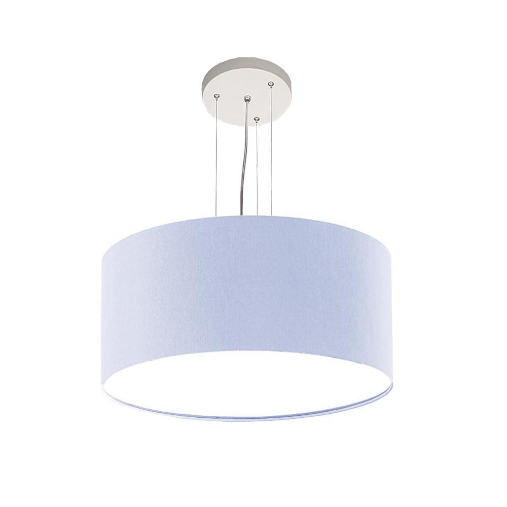 Lustre Pendente Redondo Cúpula Em Tecido Azul 30X15