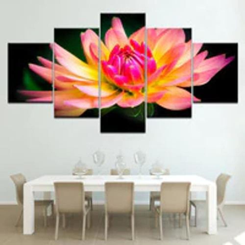 Quadro Decorativo Mosaico De 5 Peças Flor Vitória-Régia