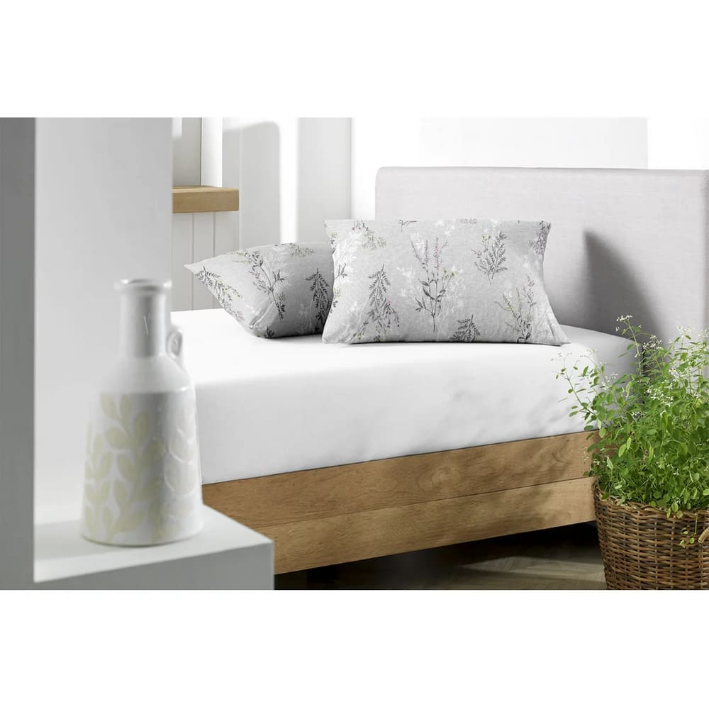 Jogo de Cama Malha 100% Algodão Lençol Fronhas King Soft - Florata