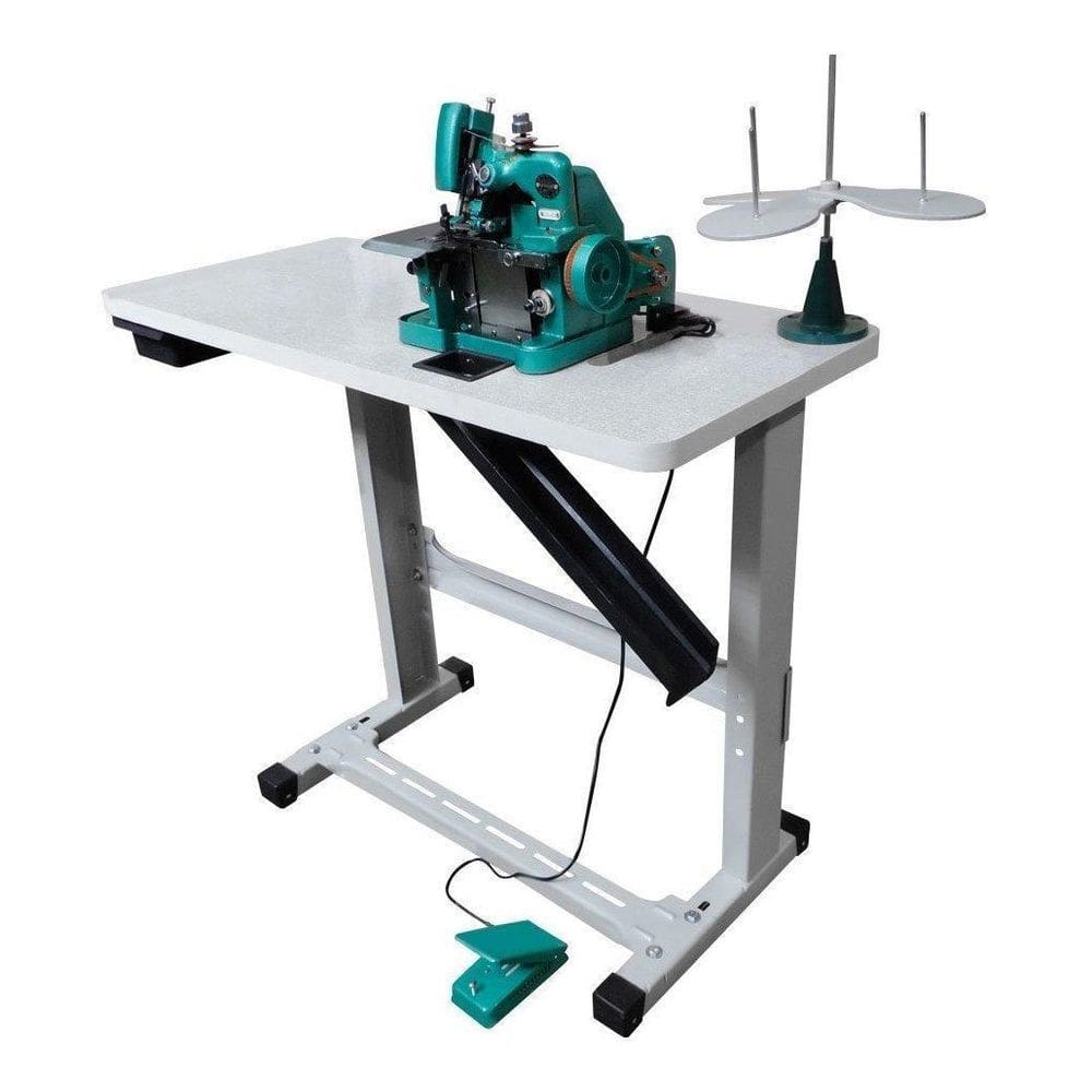 Máquina Verde Overlock Semi Industrial Com Mesa 110V