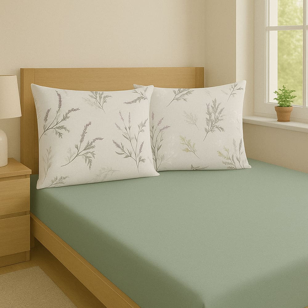 Jogo de Cama Malha 100% Algodão Lençol Fronhas Queen Soft - Lavanda