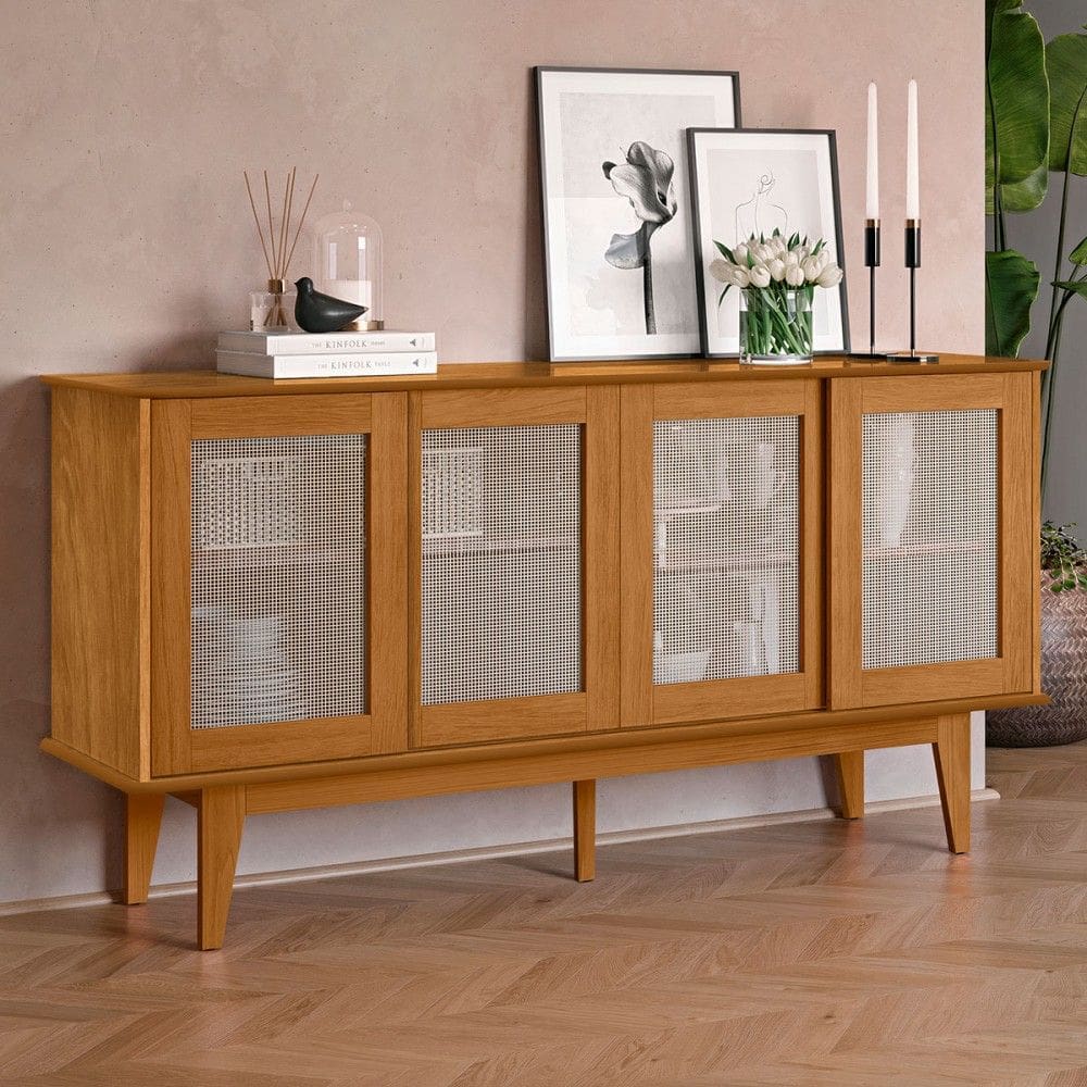 Balcão Buffet Tasmânia 4 Portas 4 Prateleiras Natural - Pnr Móveis