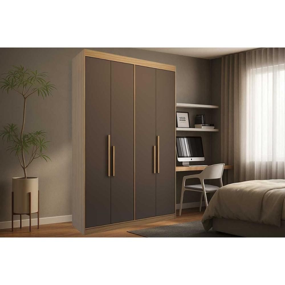 Guarda Roupa Solteiro 4 Portas e 2 Gavetas PH 1805 Cedro/Fendi - Herval