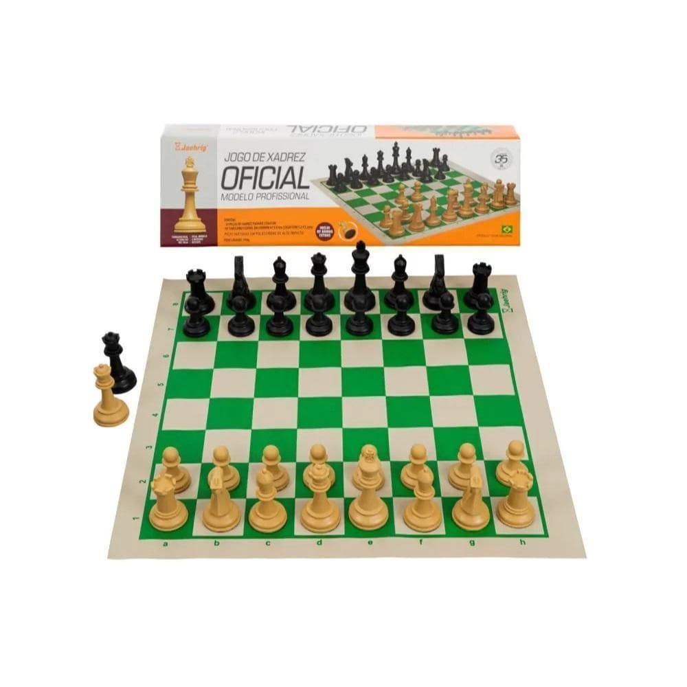 Jogo De Xadrez Profissional Com Tabuleiro E 2 Damas Extras