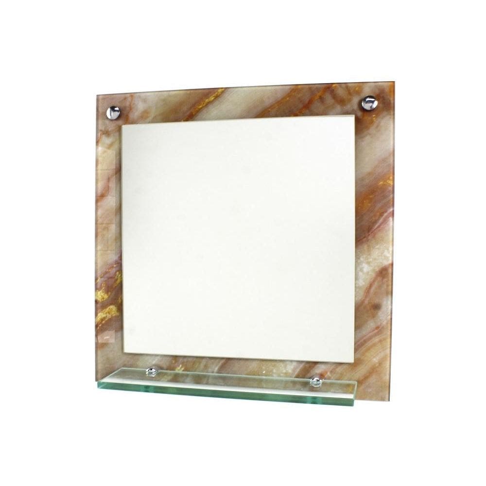 Espelho Banheiro Com Prateleira 40Cm X 40Cm Mármore Marfim