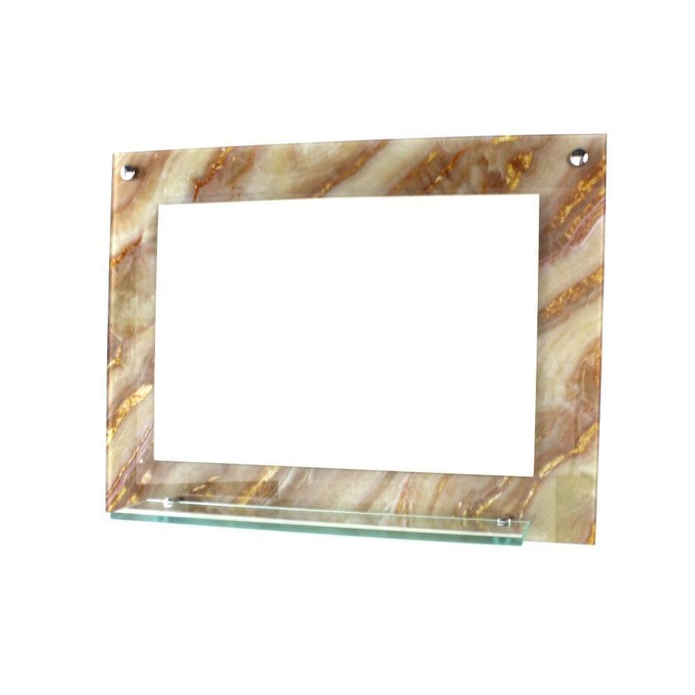 Espelho Banheiro Com Prateleira 60Cm X 45Cm Mármore Marfim