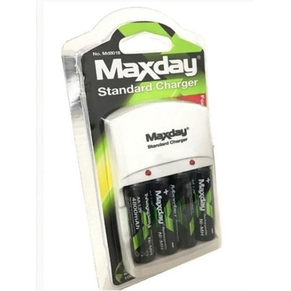 Carregador De Bateria E Pilhas E 4 Pilhas Aa 4800Mah Maxday