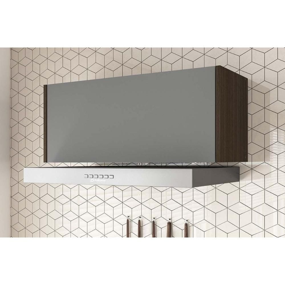 Armário Aéreo p/ Cozinha Campanele c/ 1 Porta Basculante 76cm Castanho/Cinza - Politorno