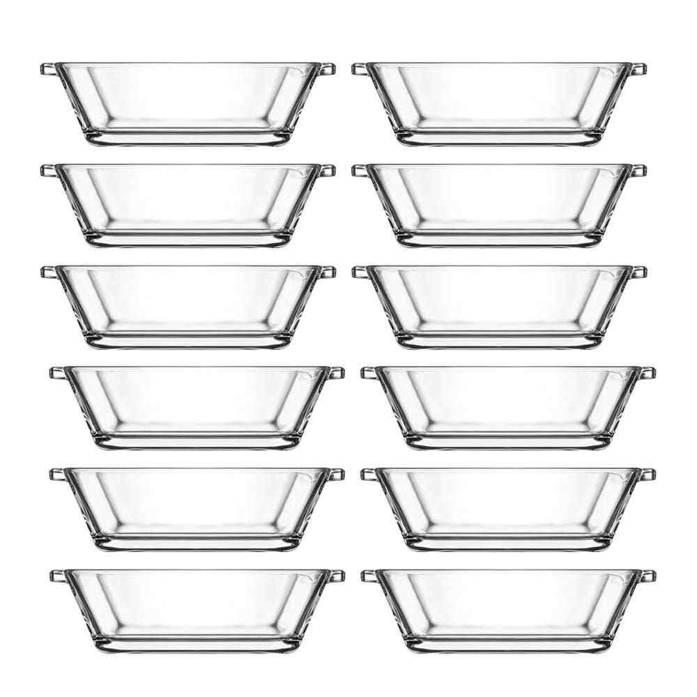 Jogo 12 Petisqueiras Retangular Vidro Casual 110Ml