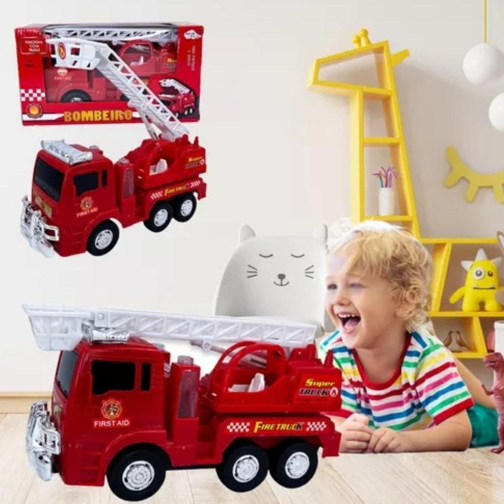 Brinquedo Educativo Caminhão Bombeiro Criança Som E Luzes