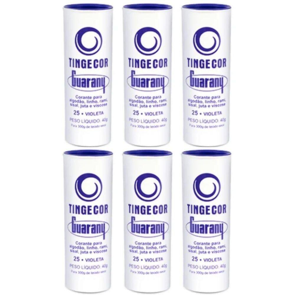 Tinta Tecido Tingecor Guarany 40G 6 Unidades Violeta