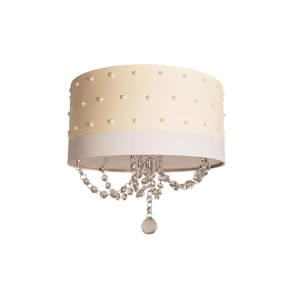 Luminária Infantil Quarto Menina Pérolas Com Cristal Cru