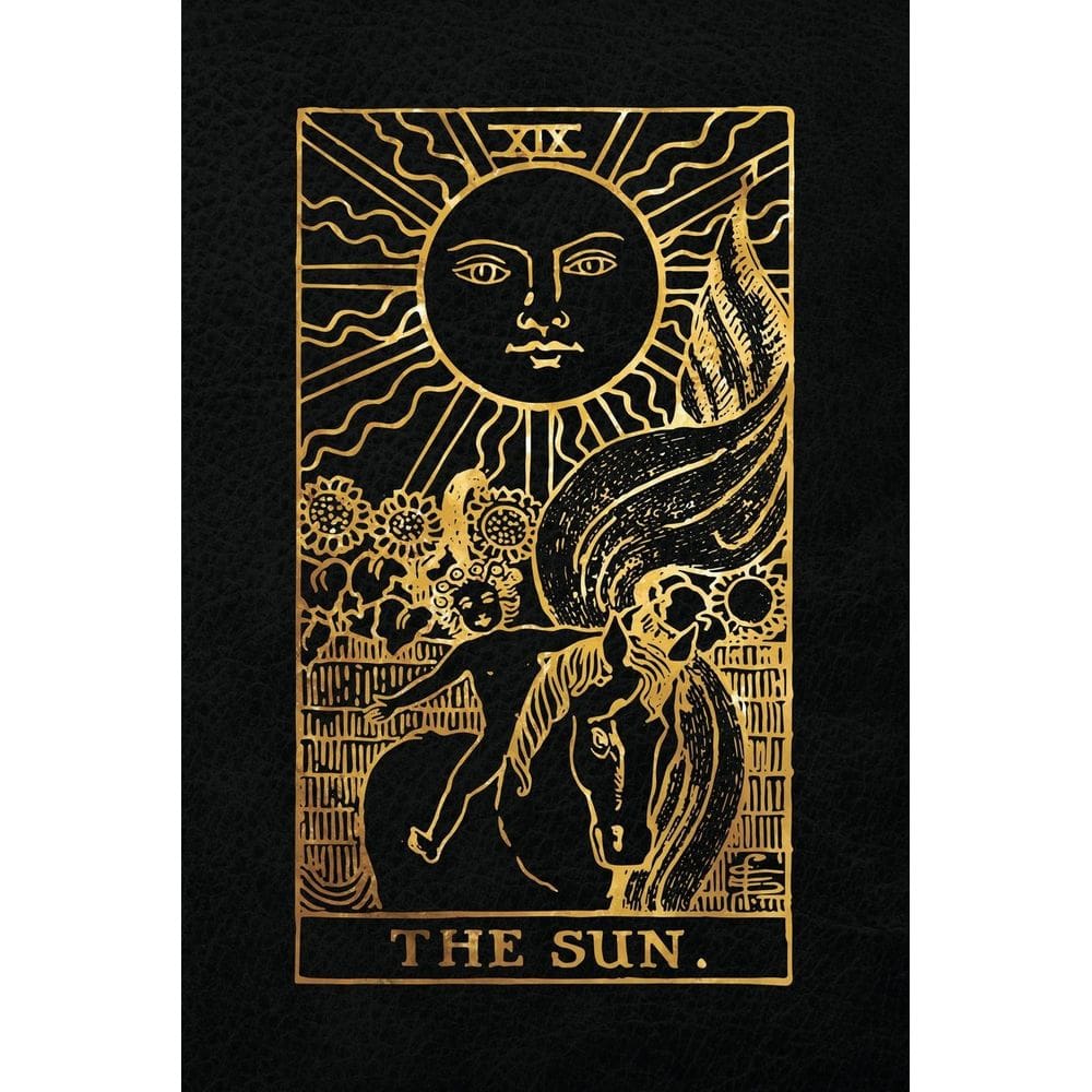 Caderno The Sun Tarot Card 120 páginas em branco - preto e dourado