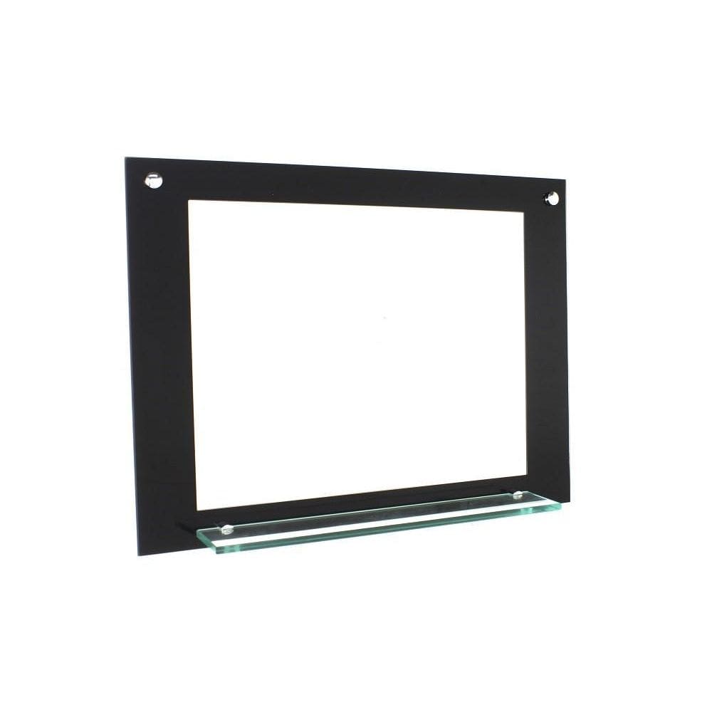 Espelho Para Banheiro Com Prateleira 80Cm Preto