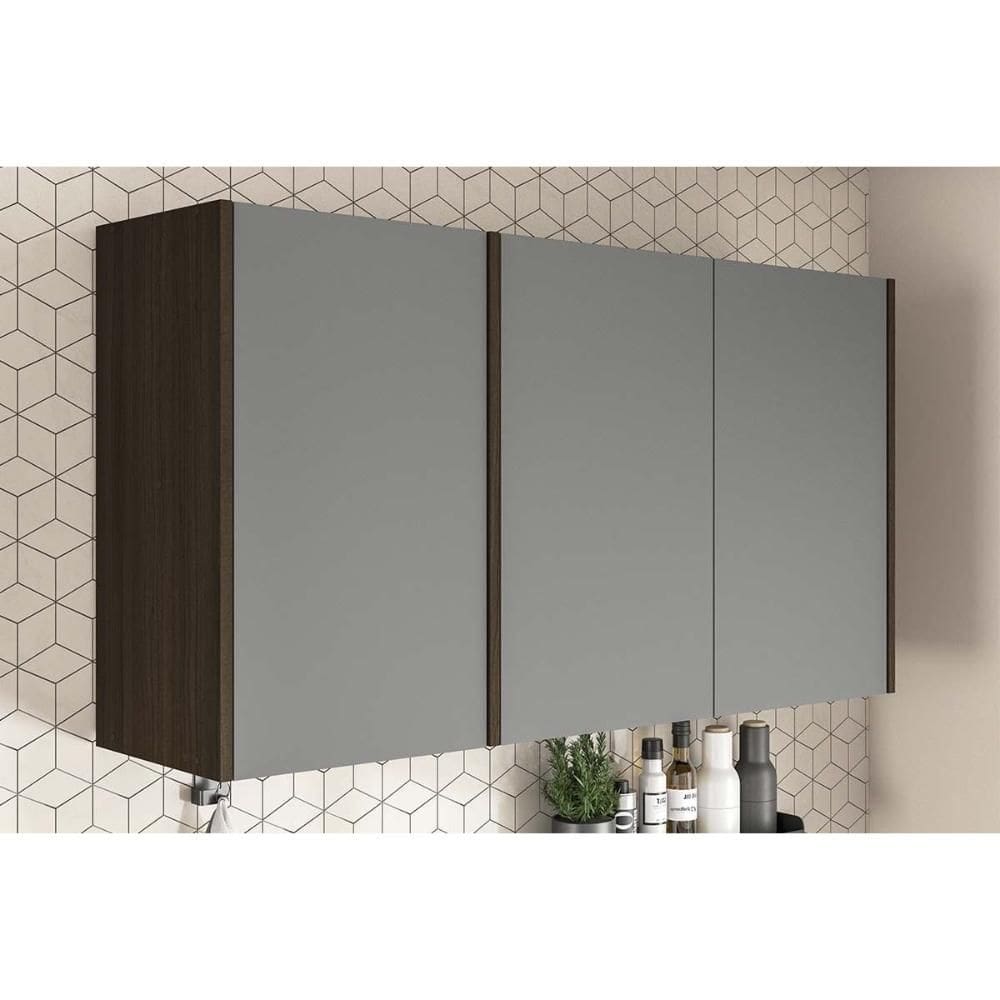 Armário Aéreo p/ Cozinha Campanele c/ 3 Portas 120cm Castanho/Cinza - Politorno
