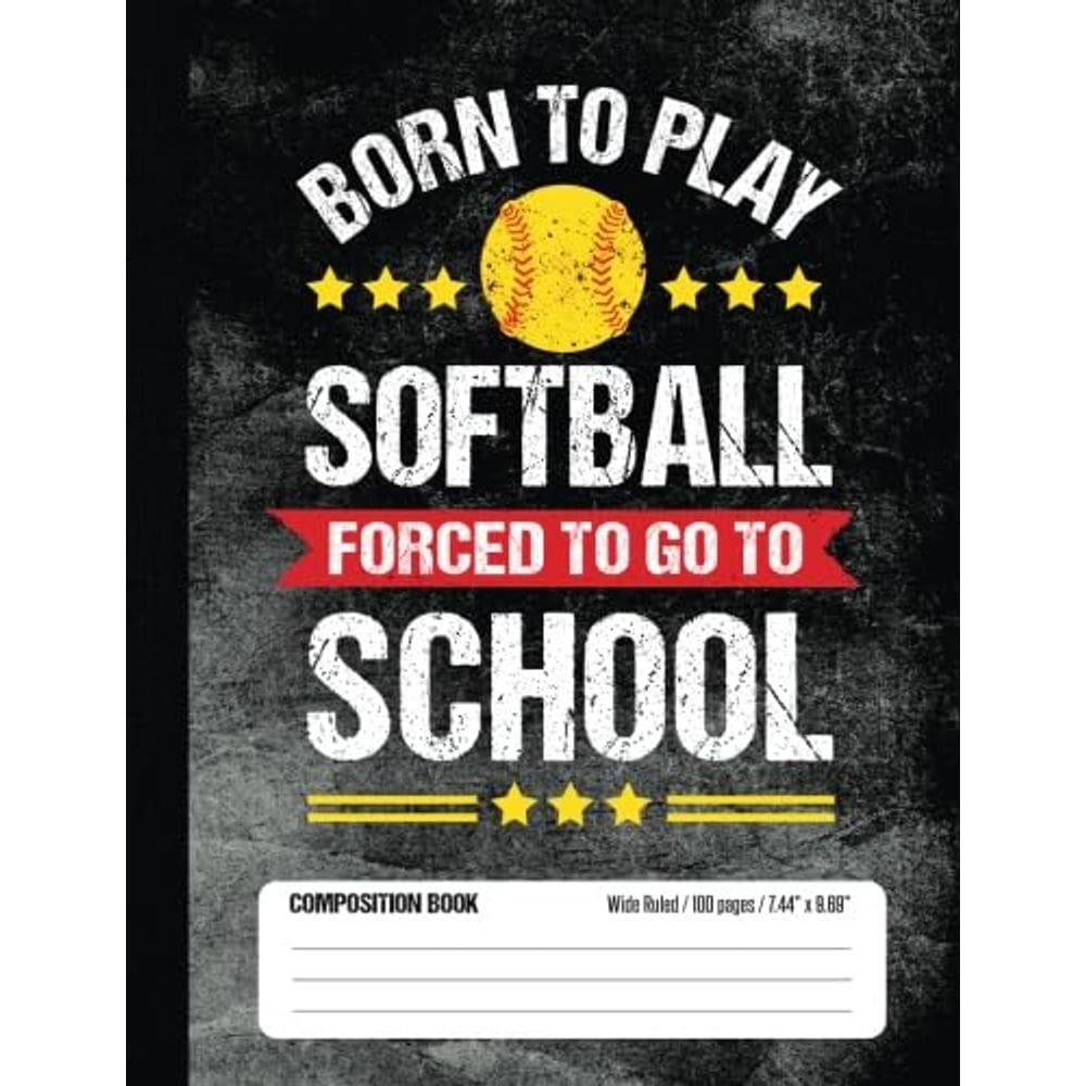 Livro de composição Genérica Born To Play Softball 100 páginas