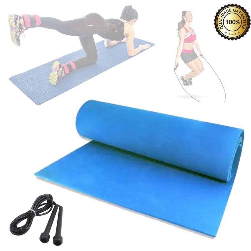 Tapete Yoga Academia Pilates Studio Mat -1,80X0,50M + Corda