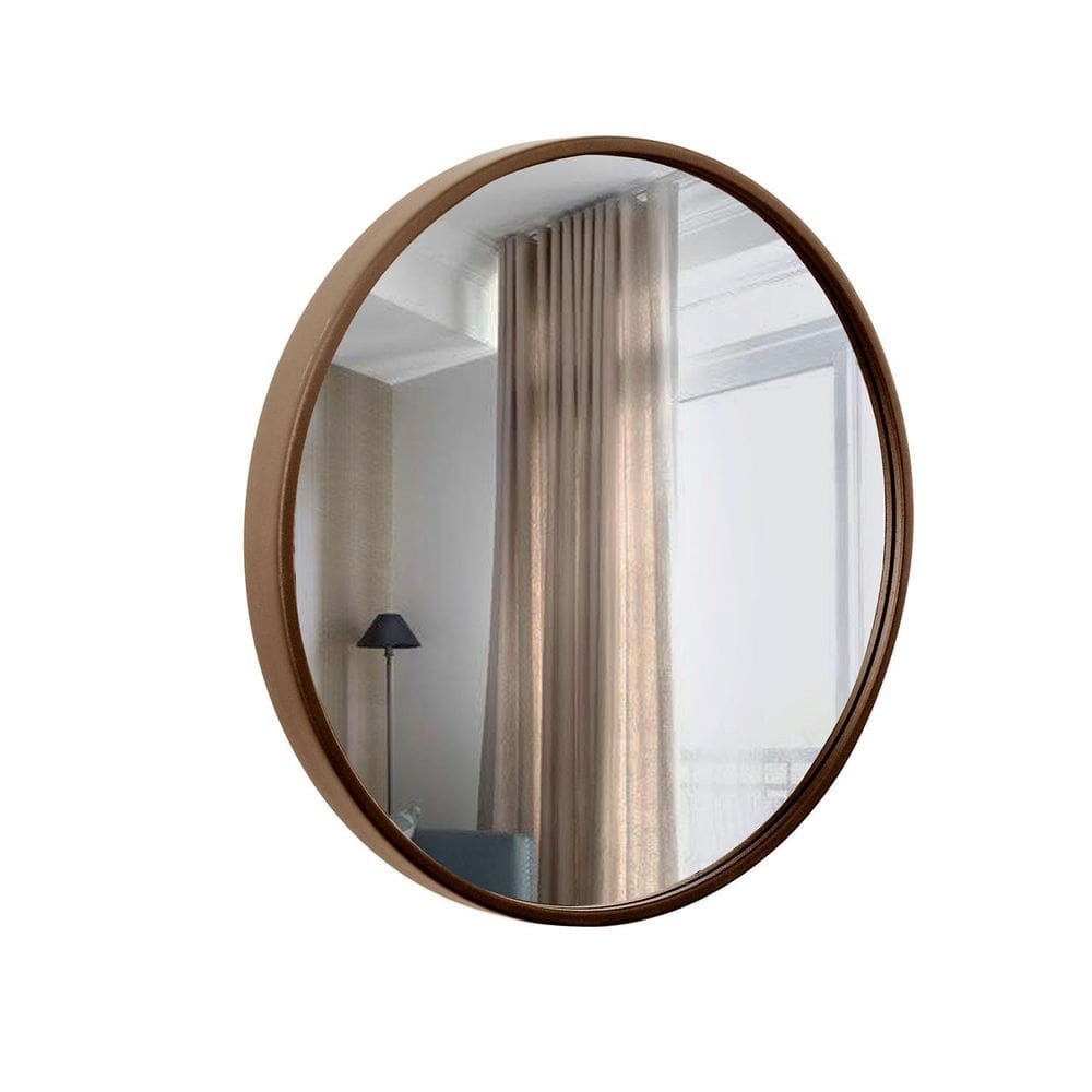 Espelho Decorativo Round Externo Marrom 40 Cm Redondo