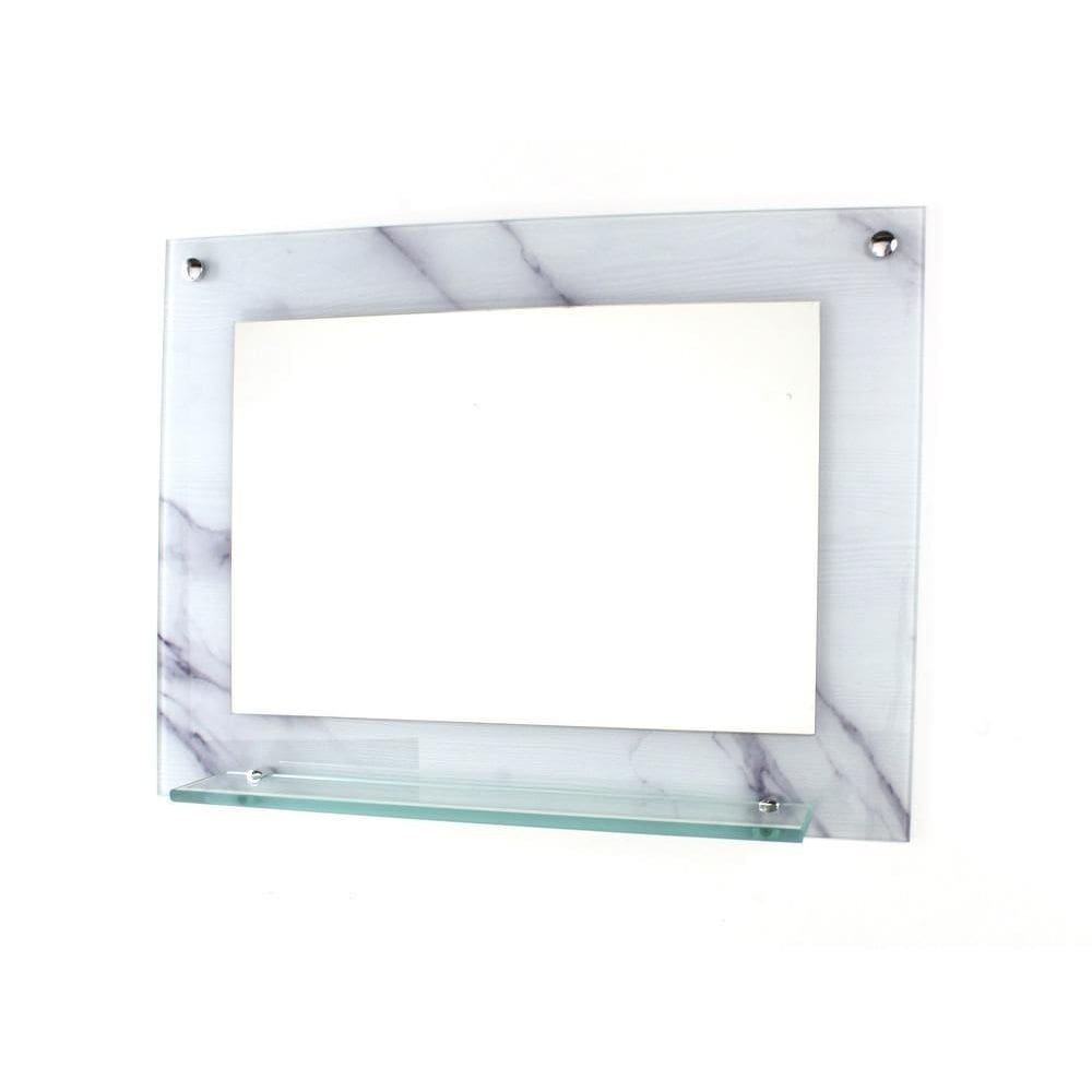 Espelho Banheiro Com Prateleira 60Cm X 45Cm Mármore Branco