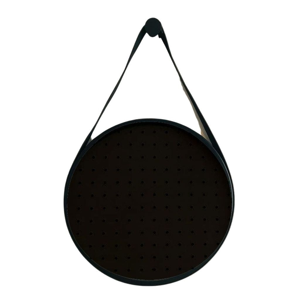 Pegboard Adnet Preto Couro Preto Fundo Preto 40 Cm Redondo