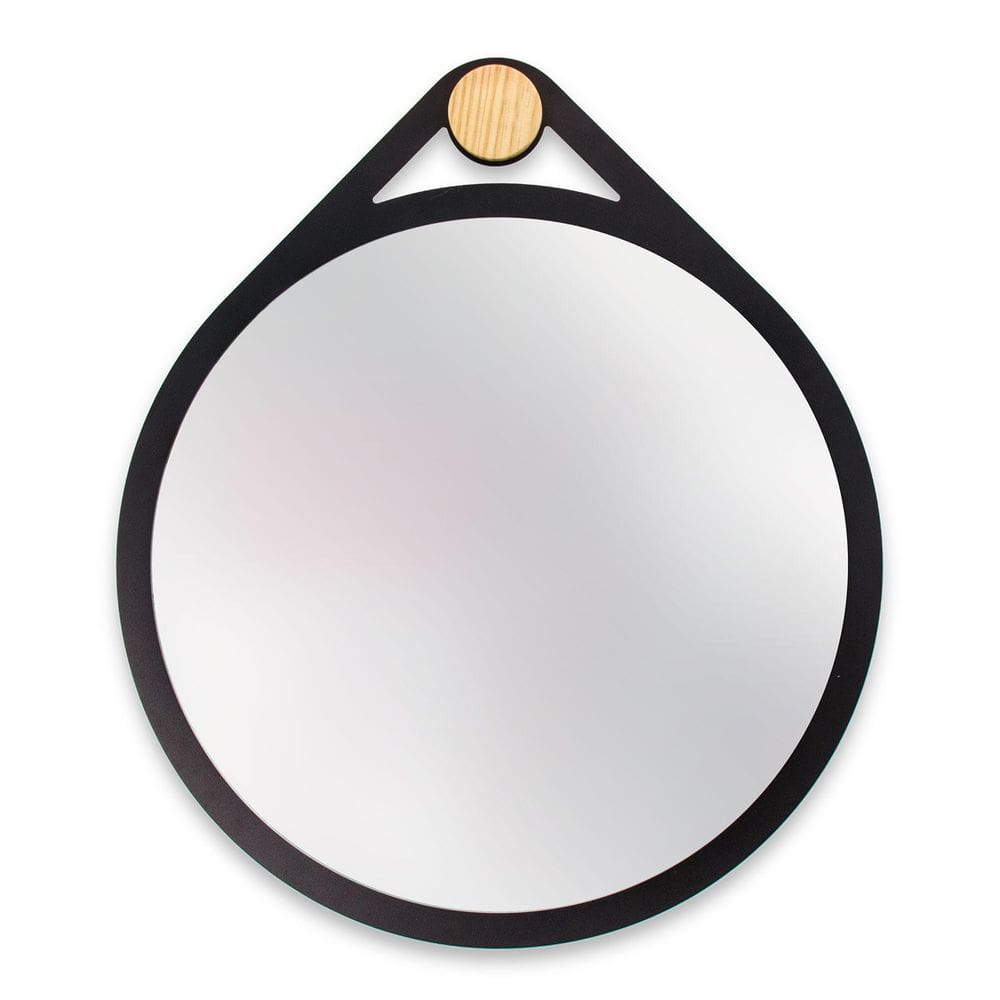 Espelho Decorativo Adnet Flat Preto 40 Cm Redondo