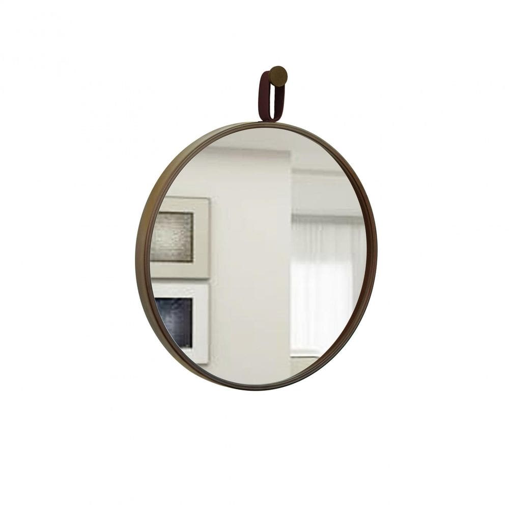 Espelho Decorativo Short Strip Marrom Alça Corino Café 60 Cm