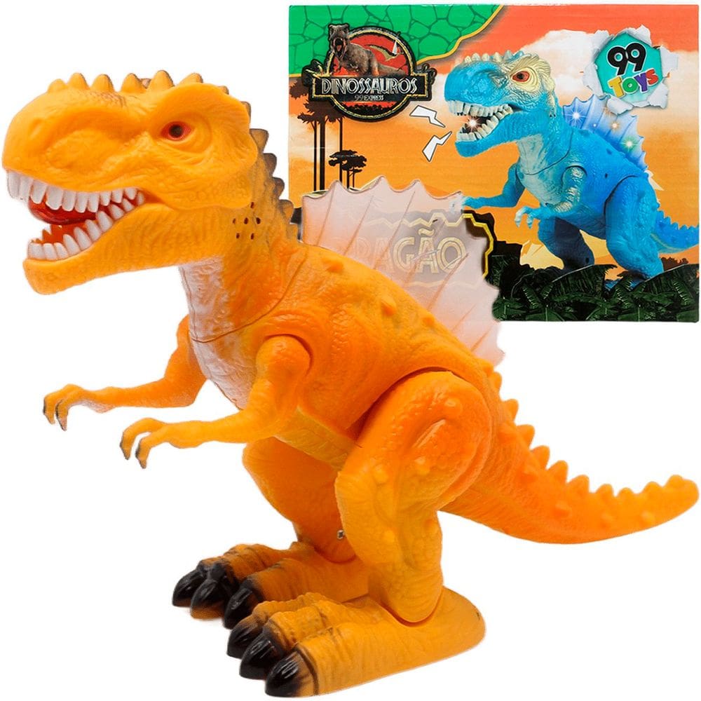 Brinquedo Tiranossauro Rex Dino Com Luz LED Movimentos Sons